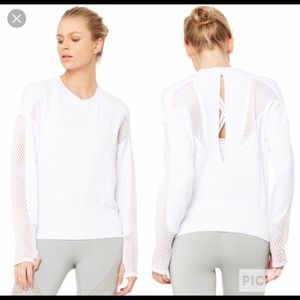 Alo white sweatshirt with mesh detailing